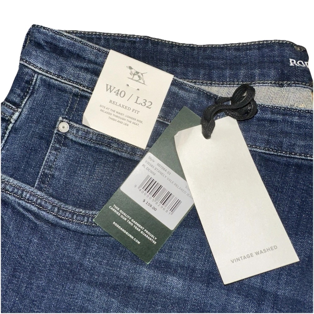 NWT Rodd & Gunn Stanley Vale Relaxed Fit Denim Jeans Vtg Wash Mens 40R x 32 $159